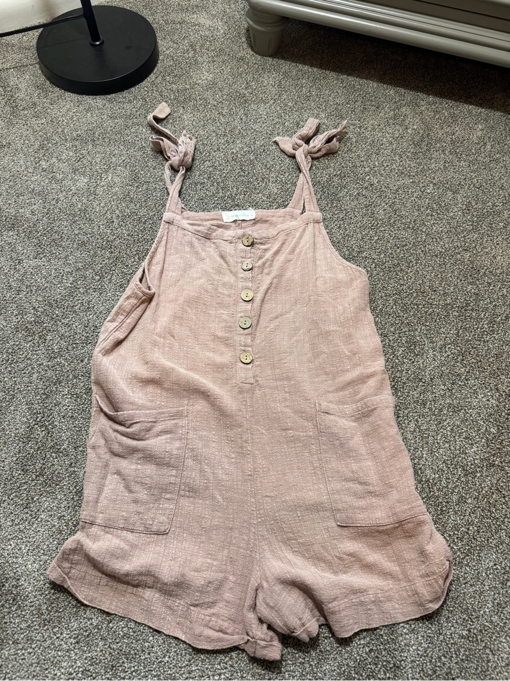 Women’s Blush Pink Button-Front One-Piece Romper